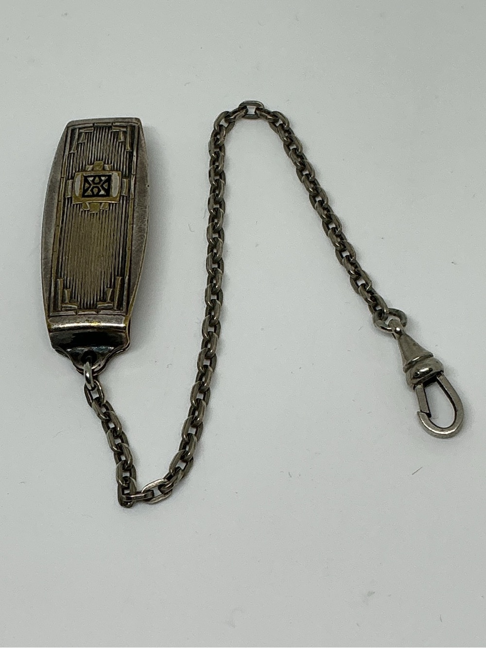 Vintage Hickok Beltogram Art Deco Belt Fob Chain Silver Plate 1930s USA”
